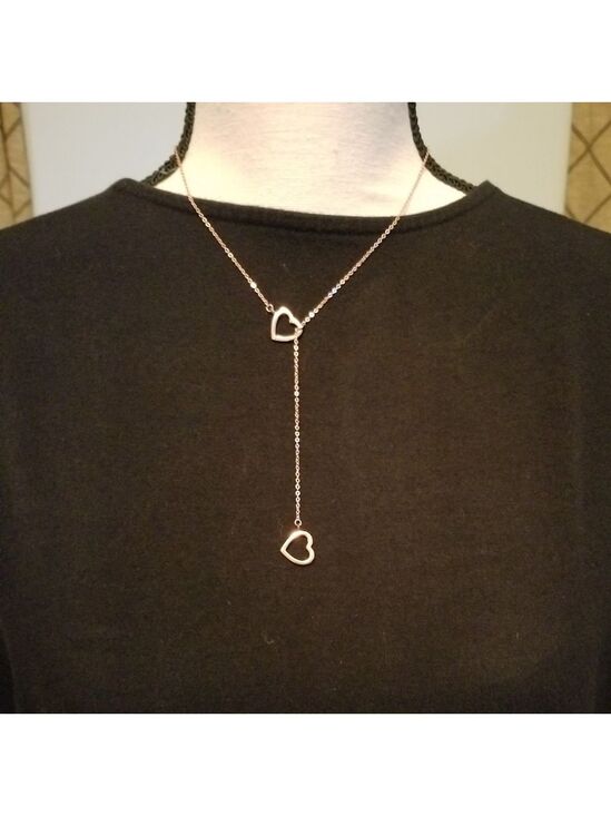 Jewelry - Dangling Hearts 18" Rose Gold Plated Necklace